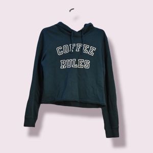 Joe Boxer Emerald Green Cropped Coffee Hoodie | EUC | Size M